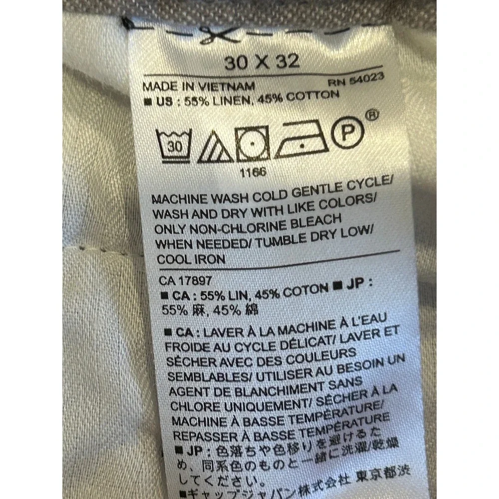 Banana Republic Slim Fit Pants 30x32 Grey Linen Blend Herringbone Beach Resort